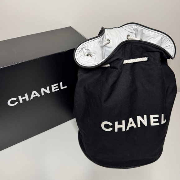 CHANEL Handbags - Authentic Vintage CHANEL cotton Drawstring
Bucket shoulder/backpack